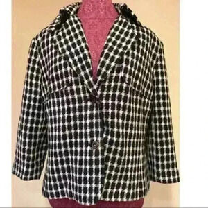 New York & Company Black White Two Button Jacket